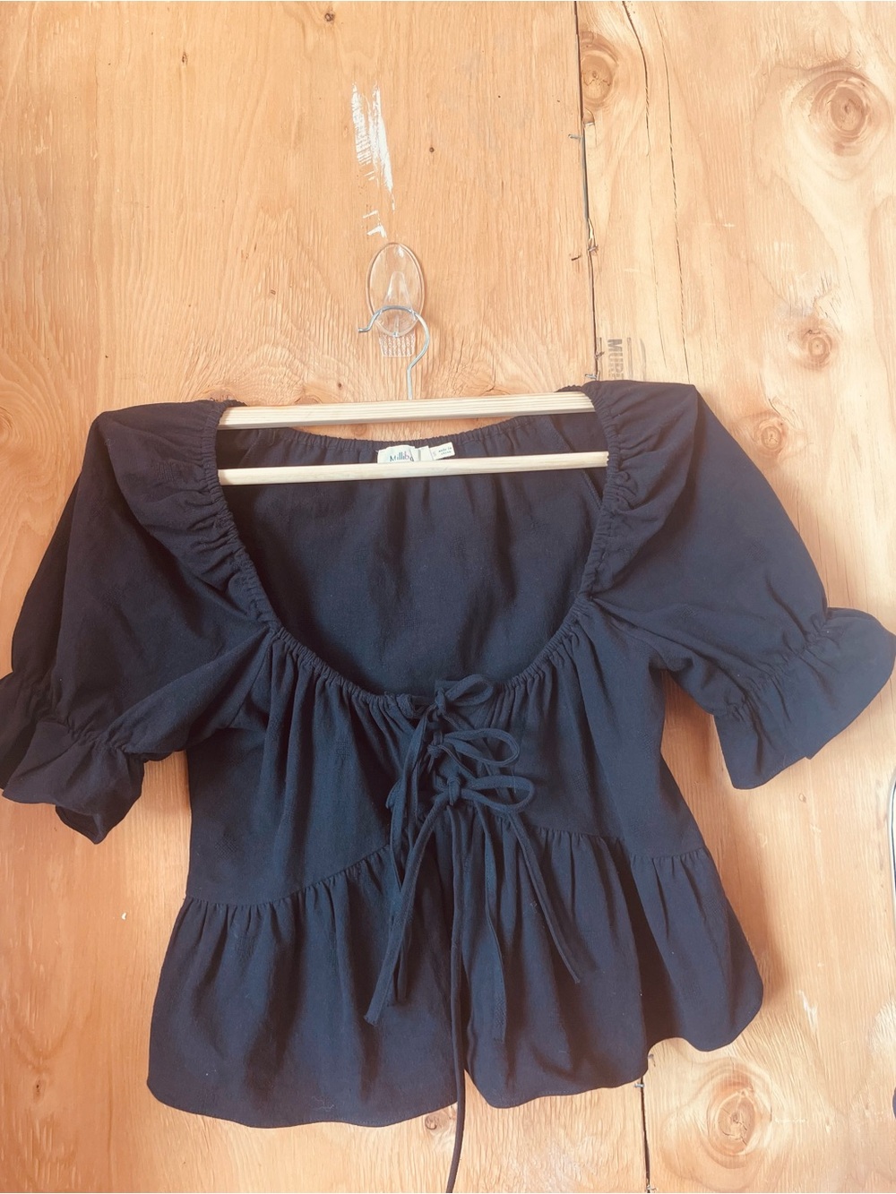 Millibon Black Women’s Blouse with Elastic Neck